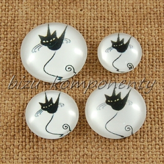 Skleněný kabošon visící kočka 18 mm
