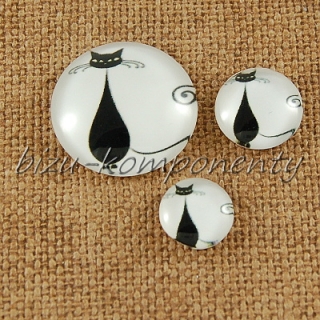 Skleněný kabošon sedící kočka 5, 20mm