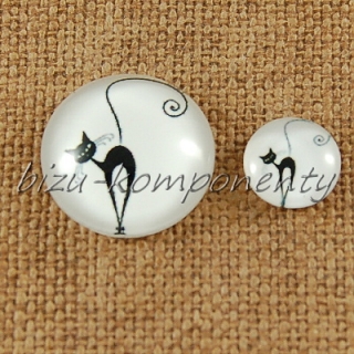 Skleněný kabošon otáčející se kočka 2, 18 mm