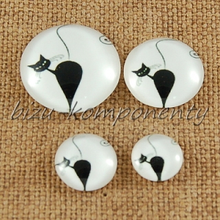 Skleněný kabošon otáčející se kočka 3, 12 mm