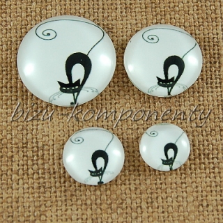 Skleněný kabošon prohnutá kočka 1, 20mm