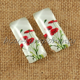 Skleněný kabošon vlčí mák 1, 10x25 mm, pár