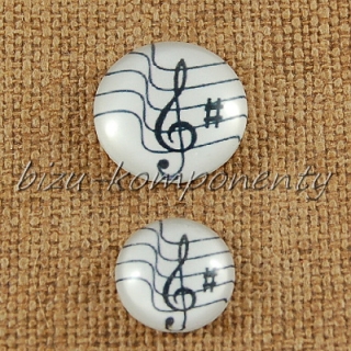 Skleněný kabošon noty 2, 16 mm