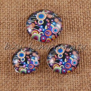 Skleněný kabošon puntíkatý 10, 16 mm