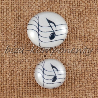 Skleněný kabošon noty 3, 16 mm