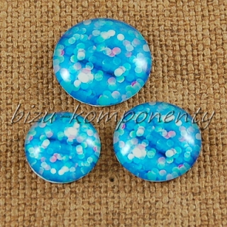 Skleněný kabošon puntíkatý 11, 16 mm