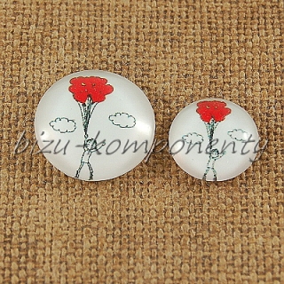 Skleněný kabošon srdíčkové balónky 1, 16 mm