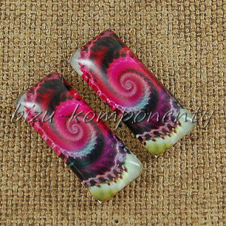 Skleněný kabošon spirála, 10x25 mm