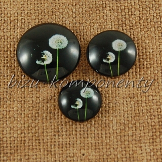 Skleněný kabošon pampelišky v noci, 14 mm