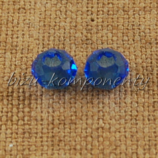 Broušený korálek s širokým průvlekem, modrý 8mm