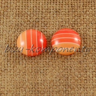 Oranžový proužkový kabošon, 10 mm