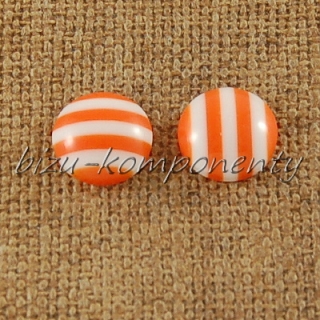 Oranžovo-bílý proužkový kabošon, 10 mm