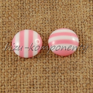 Růžovo-bílý proužkový kabošon, 10 mm