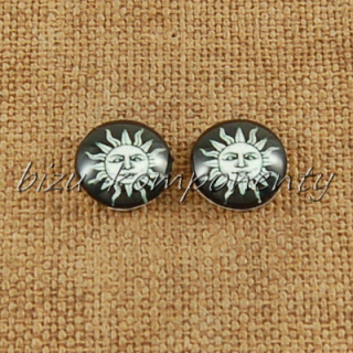 Skleněný kabošon černobílé slunce, 12 mm