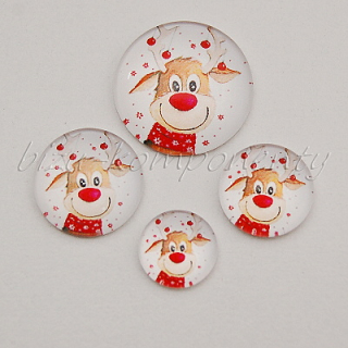 Skleněný kabošon sobík, 12 mm