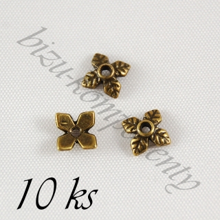 Mini čtyřlistý kaplík bronzové barvy 10ks