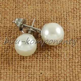 Náušnice bílá perle 8mm, chirurgická ocel