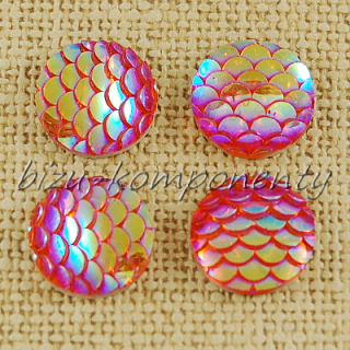 Zlatěžlutý kabošon rybí šupiny, 12 mm