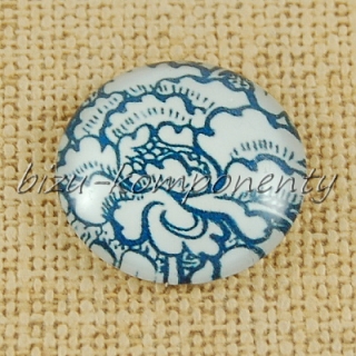 Skleněný kabošon modrý motiv, 20mm