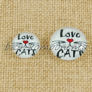 Skleněný kabošon love cats, 16 mm