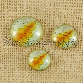 Skleněný kabošon dubový list, 18 mm