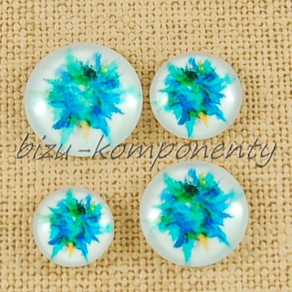 Kabošon modro-zelená kytice, 12 mm