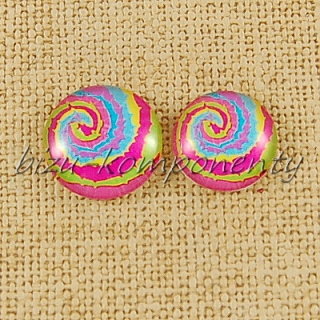 Skleněný kabošon roztřesená spirála, 16 mm