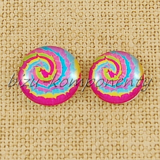 Skleněný kabošon spirála, 16 mm