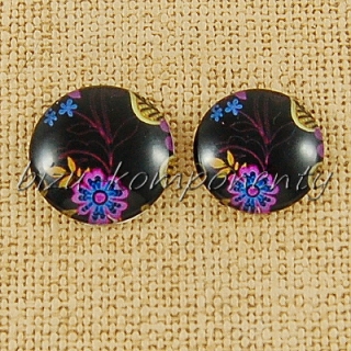 Skleněný kabošon růžový květ 2, 18 mm