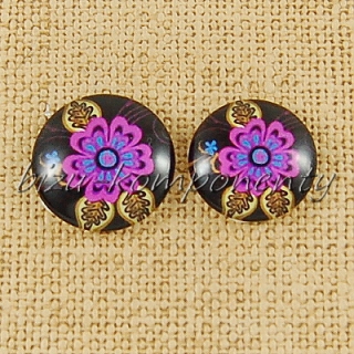 Skleněný kabošon růžový květ 3, 18 mm