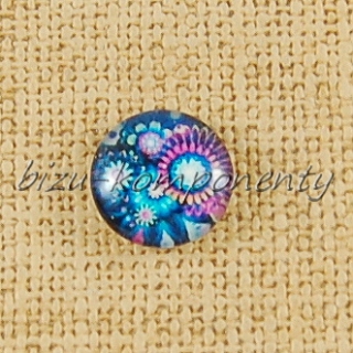 Skleněný kabošon květy, 12 mm