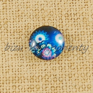 Skleněný kabošon květy, 12 mm