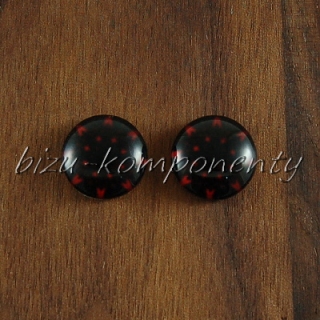 Skleněný kabošon tmavá mandala, 12 mm