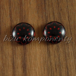 Skleněný kabošon tmavá mandala, 12 mm
