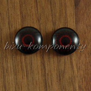 Skleněný kabošon tmavá mandala, 12 mm