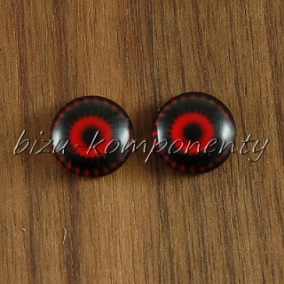 Skleněný kabošon tmavá mandala, 12 mm