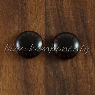 Skleněný kabošon tmavá mandala, 12 mm