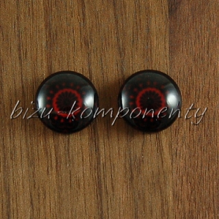 Skleněný kabošon tmavá mandala, 12 mm
