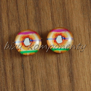 Skleněný kabošon donut, 12 mm