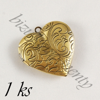 Medailon - srdce bronzové barvy