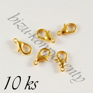 Karabinka zlaté barvy 12mm - 10ks