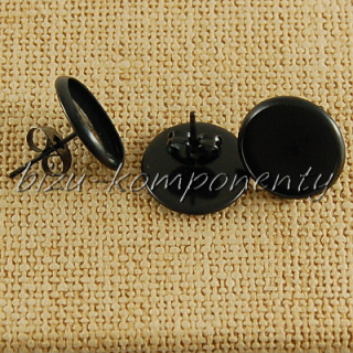 Puzety s lůžkem 12mm z chirurgické oceli, černá barva 1pár