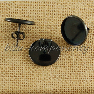 Puzety s lůžkem 14mm z chirurgické oceli, černá barva 1pár
