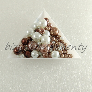 Hnědo-bílá směs voskovaných perlí 3-10mm 30g