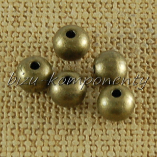 Kovový korálek, bronzová barva 6mm, 5ks
