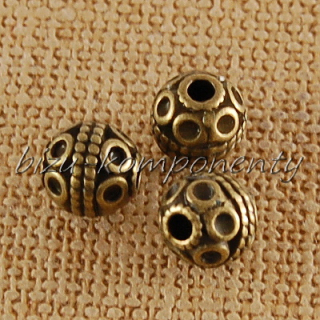 Kovový korálek, bronzová barva 8mm, 5ks