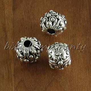 Kovový korálek, stříbrná barva 11x9mm, 3ks