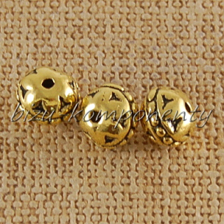 Kovový korálek, zlatá barva 8x6mm, 5ks