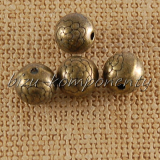 Kovový korálek, bronzová barva 8mm, 5ks