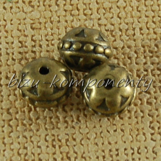 Kovový korálek, bronzová barva 8x6mm, 5ks
